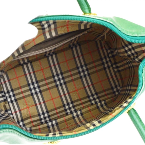 Burberry Nova Check Green Leather Box Handbag - Picture 9 of 9